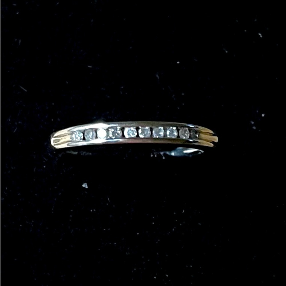 White Diamond Channel Set Band Ring in Sterling Silver - .1/10 ctw - Size:6